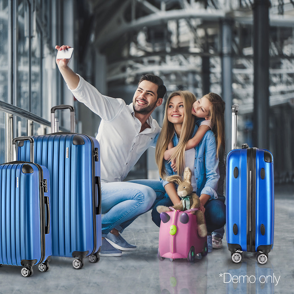 Wanderlite 3 Piece Luggage Suitcase Trolley - Blue
