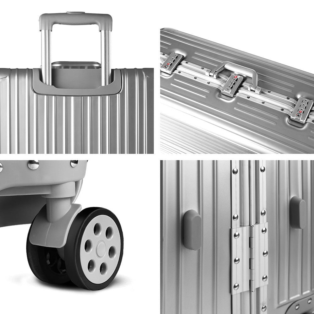 Wanderlite 28" Aluminium Luggage Trolley - Silver