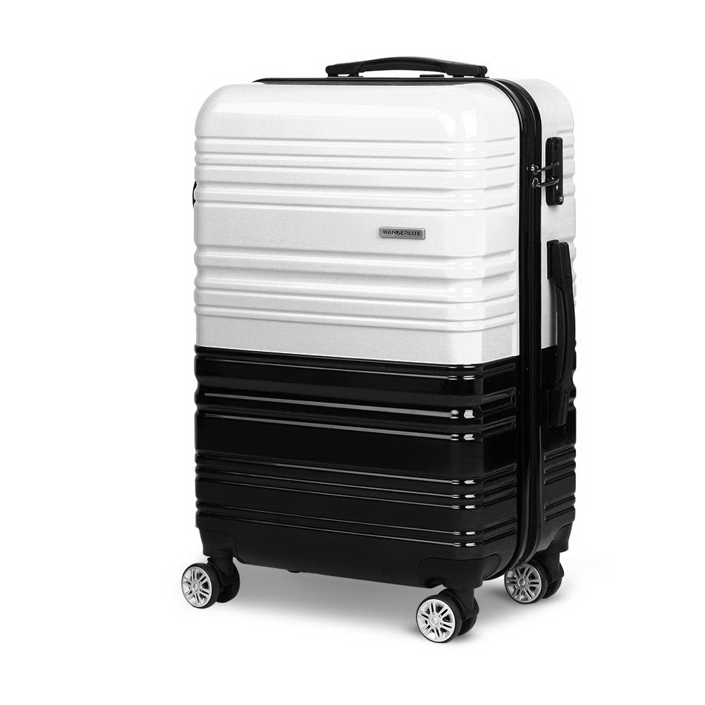 Wanderlite Lightweight Hard Suit Case Luggage Black & White