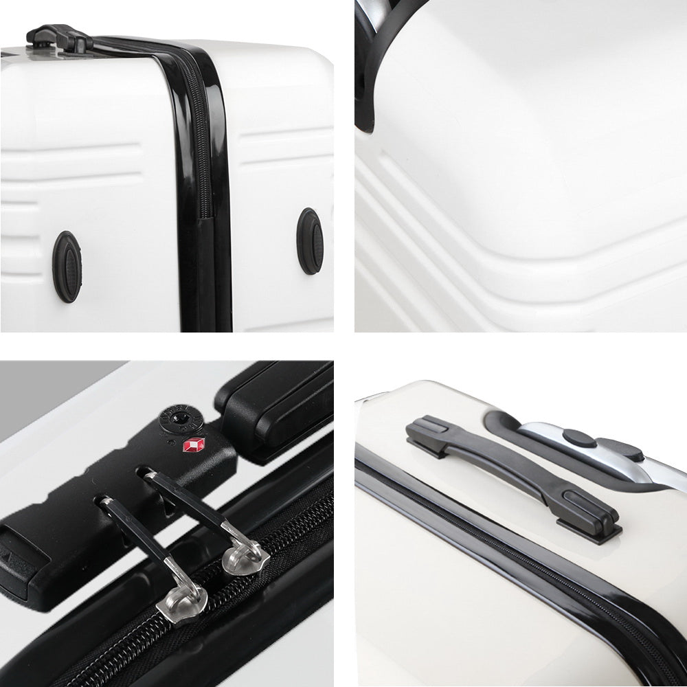Wanderlite 2 Piece Lightweight Hard Suit Case Luggage Black & White