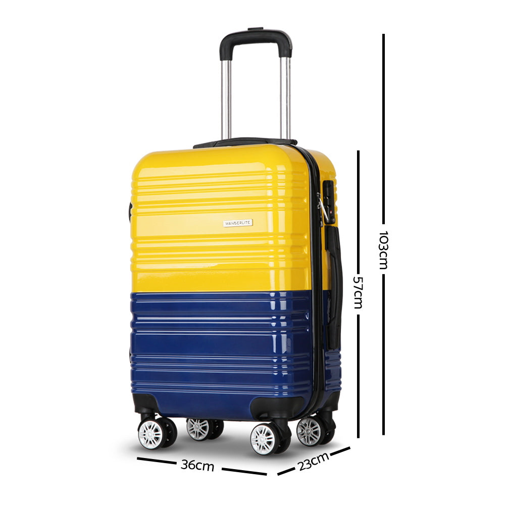 Wanderlite 2 Piece Lightweight Hard Suit Case Luggage Yellow & Purple