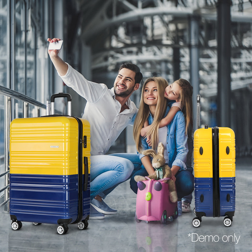 Wanderlite 2 Piece Lightweight Hard Suit Case Luggage Yellow & Purple