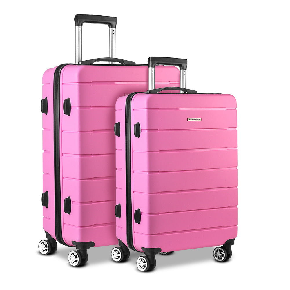 Wanderlite 2PC Luggage Suitcase Trolley - Pink