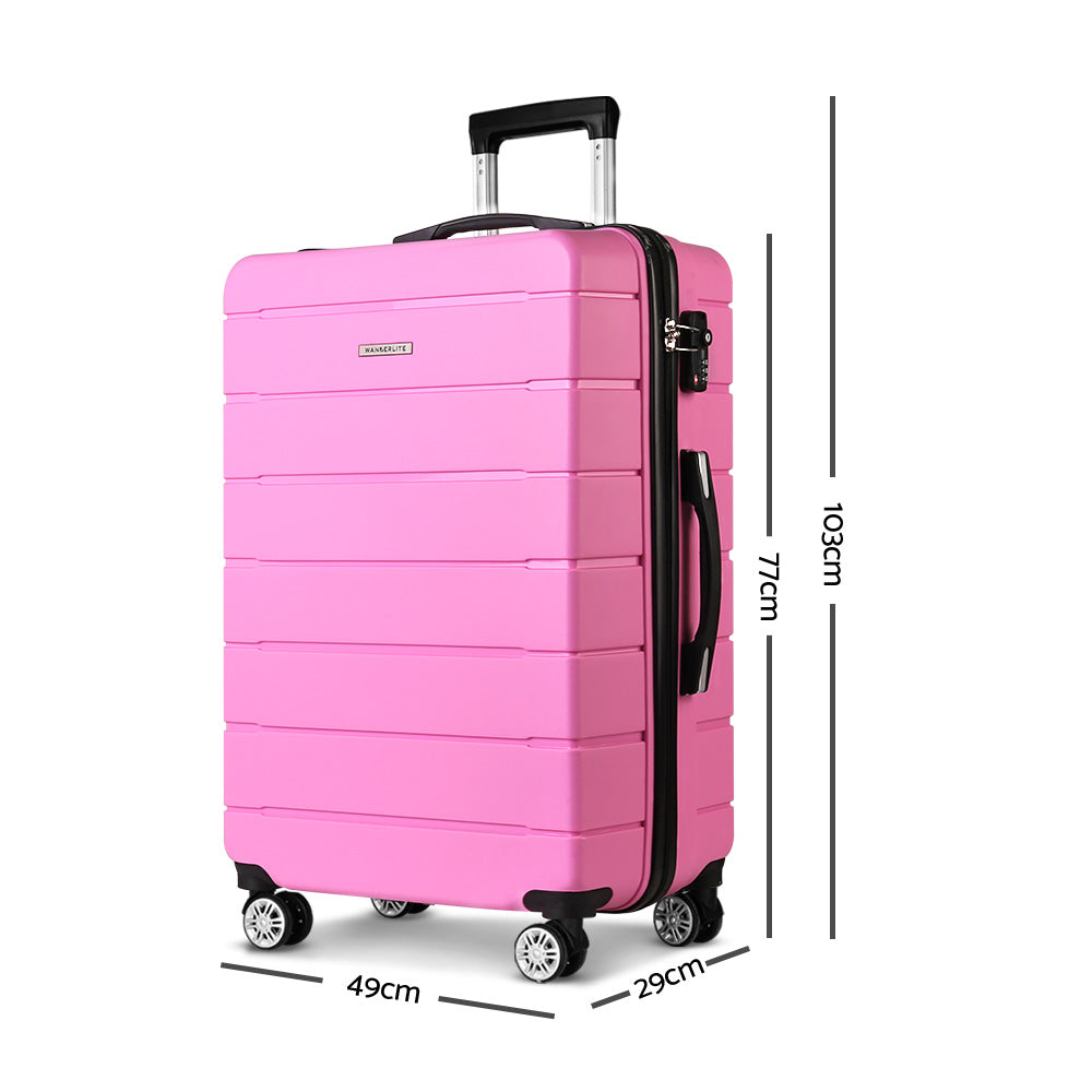 Wanderlite 2PC Luggage Suitcase Trolley - Pink