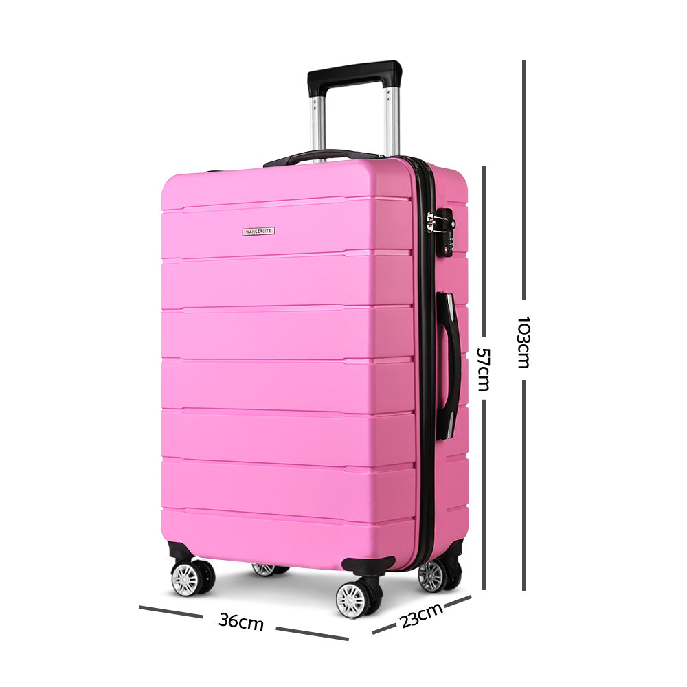 Wanderlite 2PC Luggage Suitcase Trolley - Pink