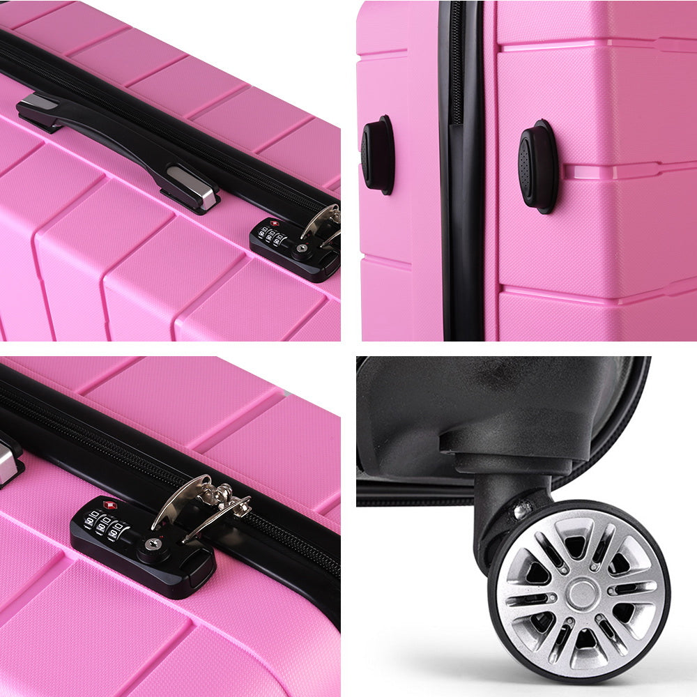 Wanderlite 2PC Luggage Suitcase Trolley - Pink