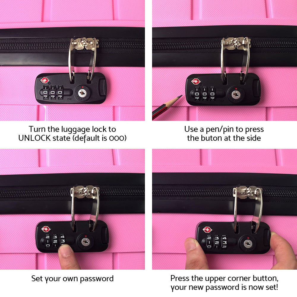 Wanderlite 2PC Luggage Suitcase Trolley - Pink