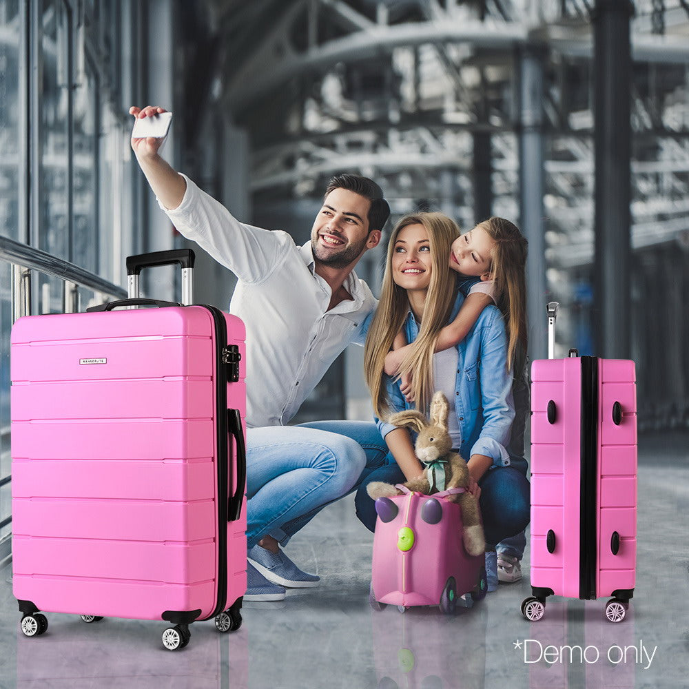 Wanderlite 2PC Luggage Suitcase Trolley - Pink