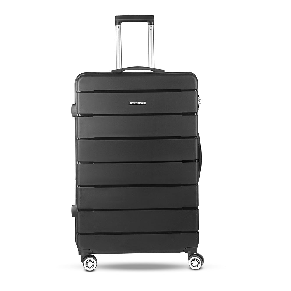 Wanderlite 3PC Luggage Suitcase Trolley - Black