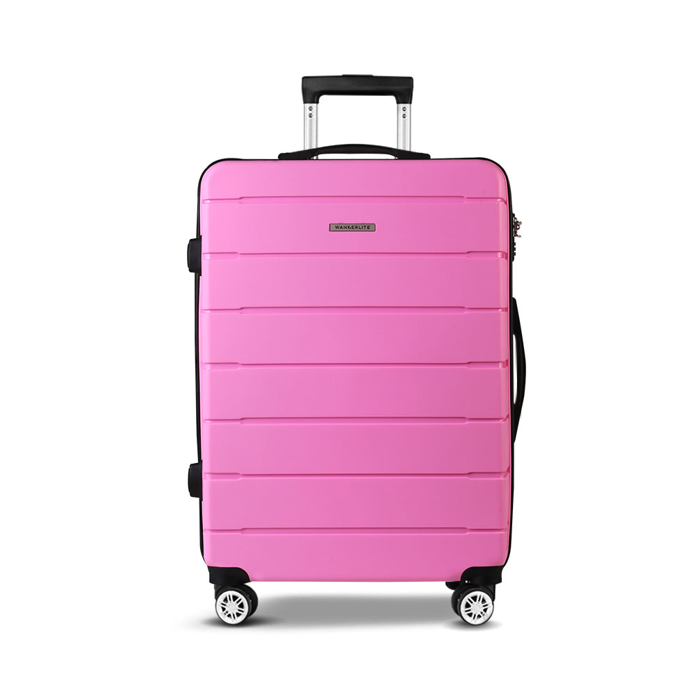 Wanderlite 3PC Luggage Suitcase Trolley - Pink