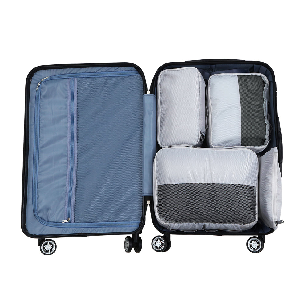 Wanderlite 7PCS Grey Luggage Organiser Suitcase Sets Travel Packing Cubes Pouch Bag