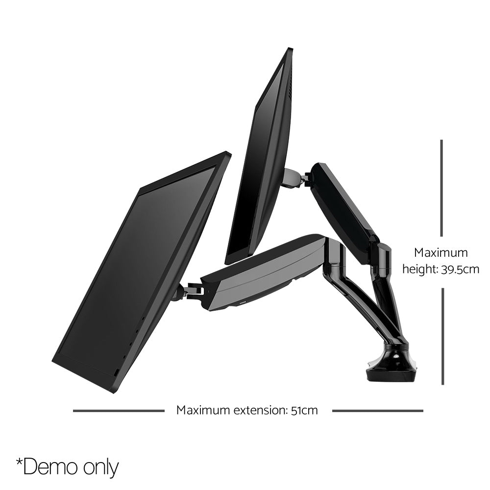 2 Arms Adjustable Monitor Screen Holder - Black