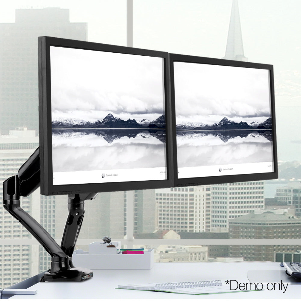 2 Arms Adjustable Monitor Screen Holder - Black