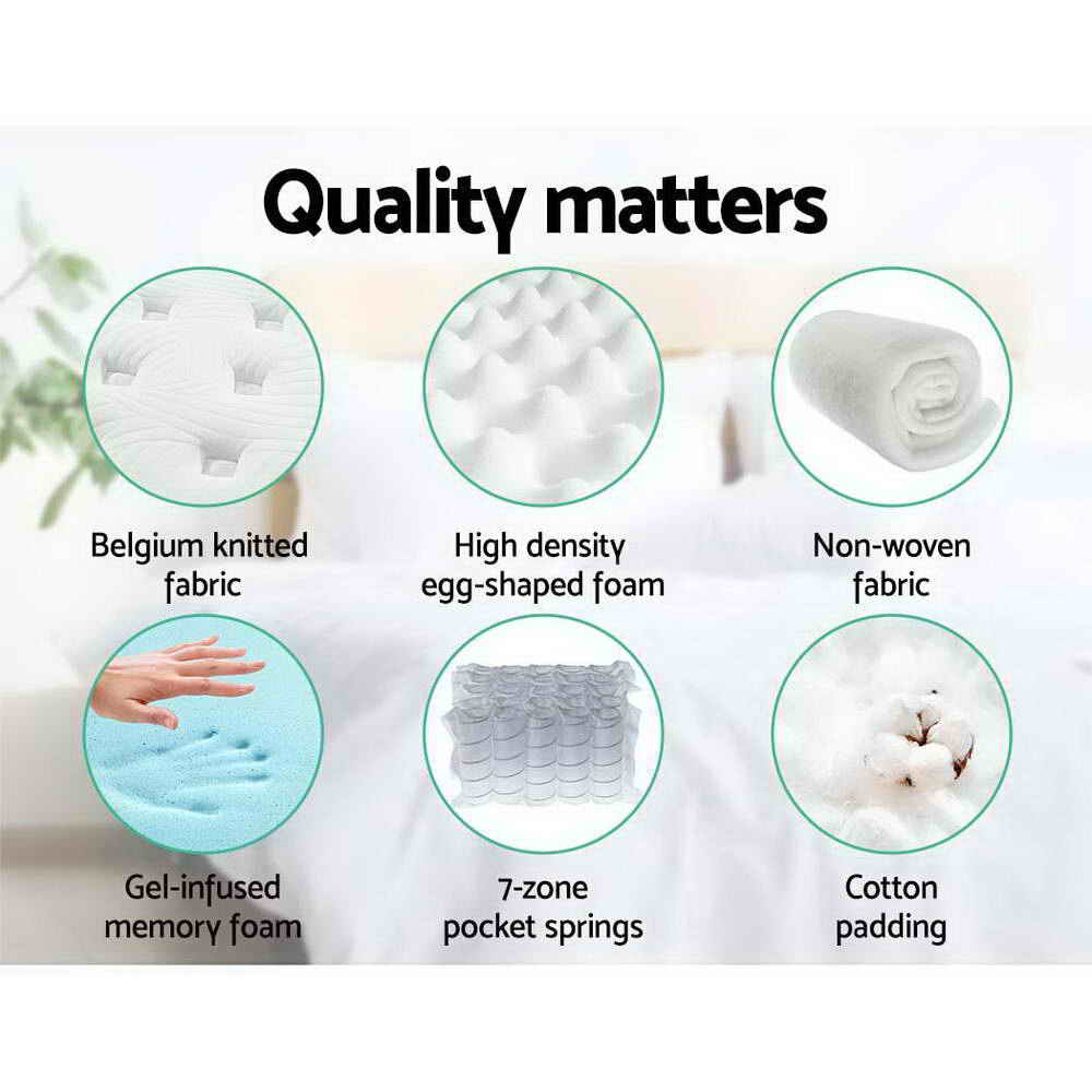 Giselle Bedding Franky Euro Top Cool Gel Pocket Spring Mattress 34cm Thick King