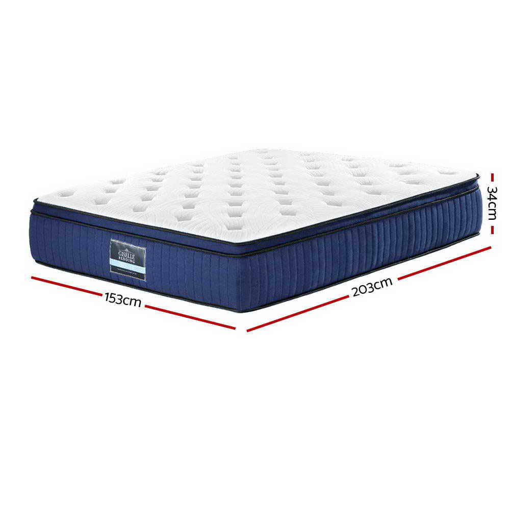 Giselle Bedding Franky Euro Top Cool Gel Pocket Spring Mattress 34cm Thick Queen
