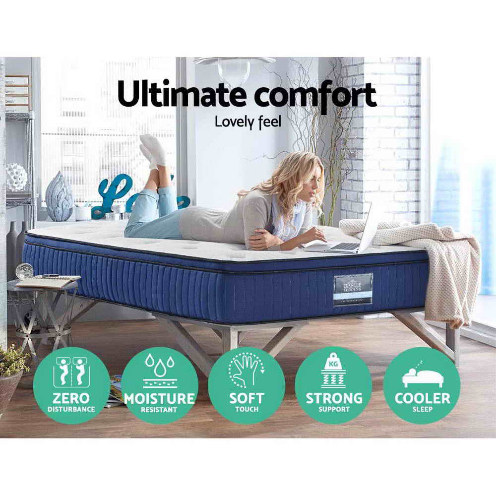 Giselle Bedding Franky Euro Top Cool Gel Pocket Spring Mattress 34cm Thick Queen