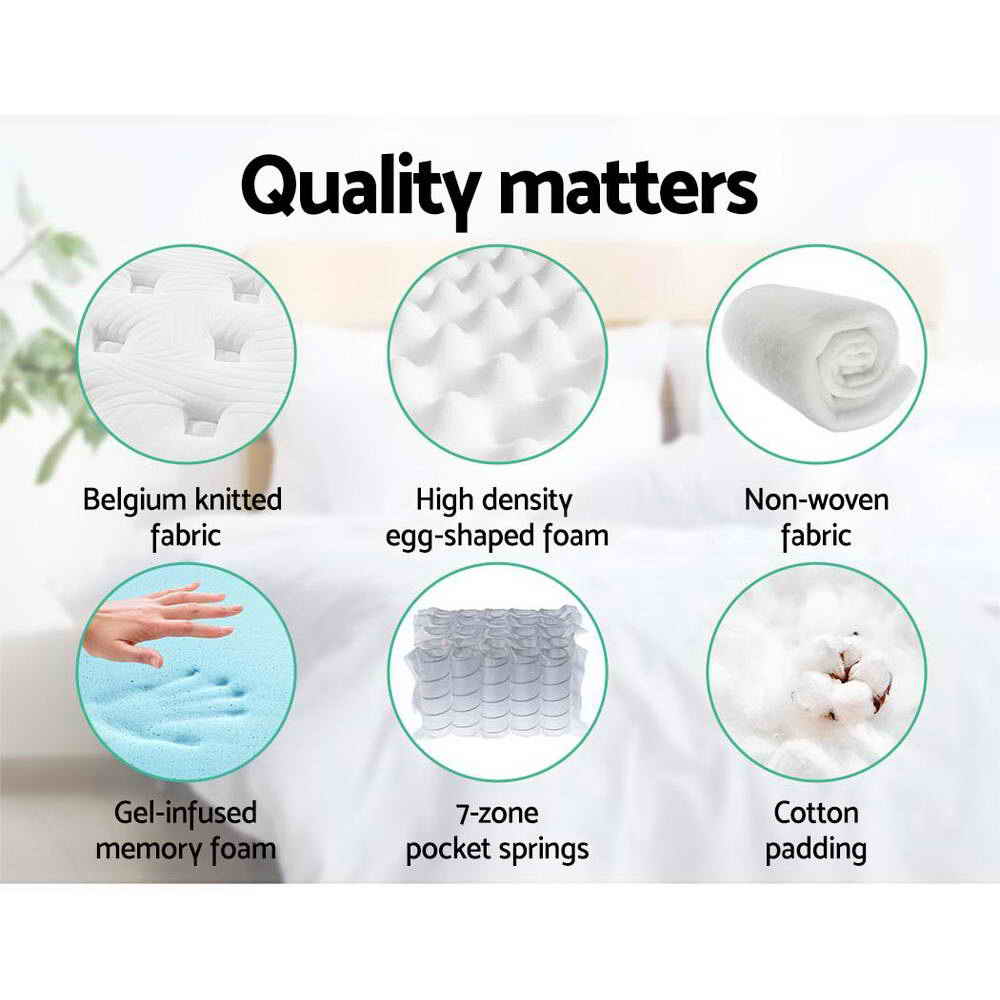 Giselle Bedding Franky Euro Top Cool Gel Pocket Spring Mattress 34cm Thick Queen