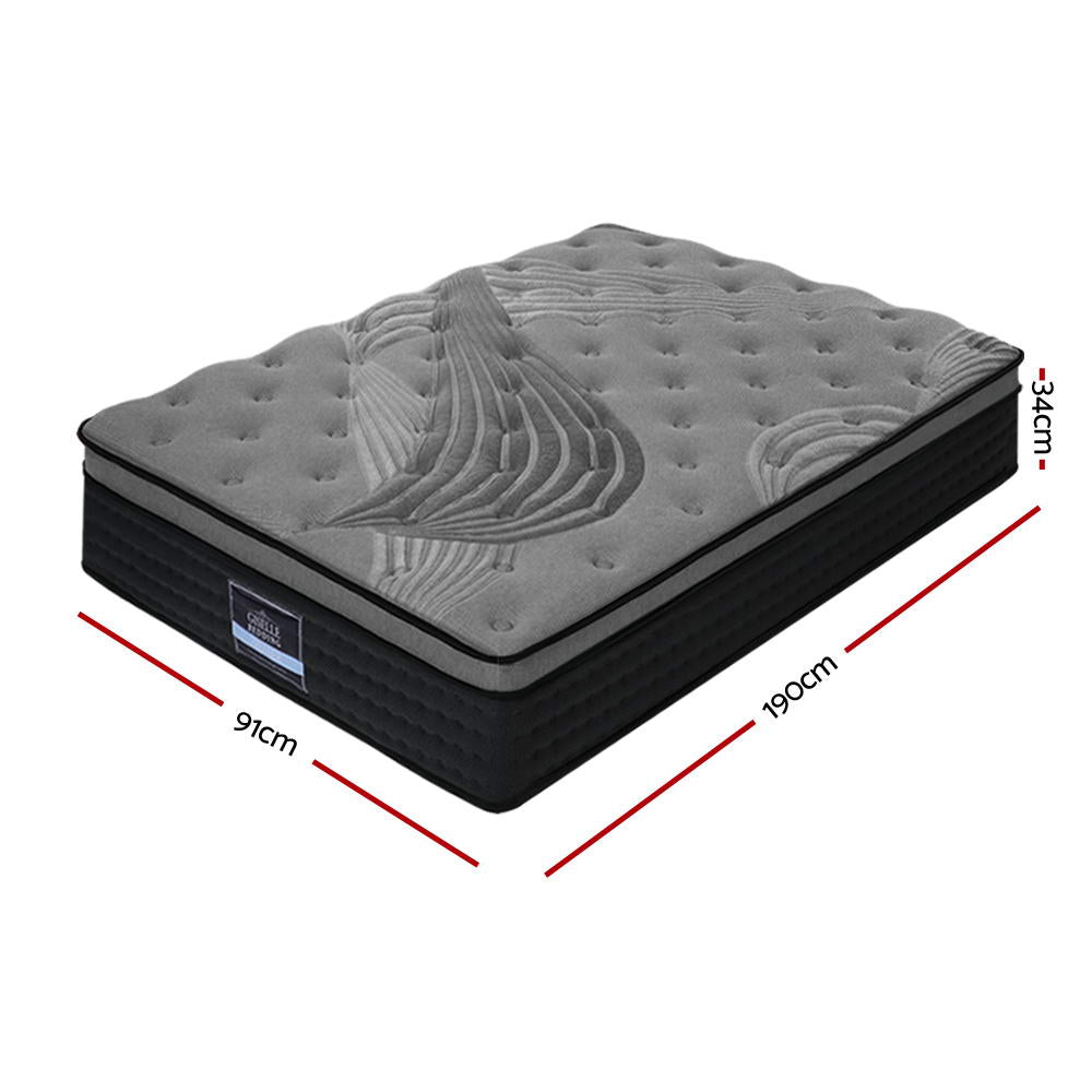 Giselle Bedding Alanya Euro Top Pocket Spring Mattress 34cm Thick Single
