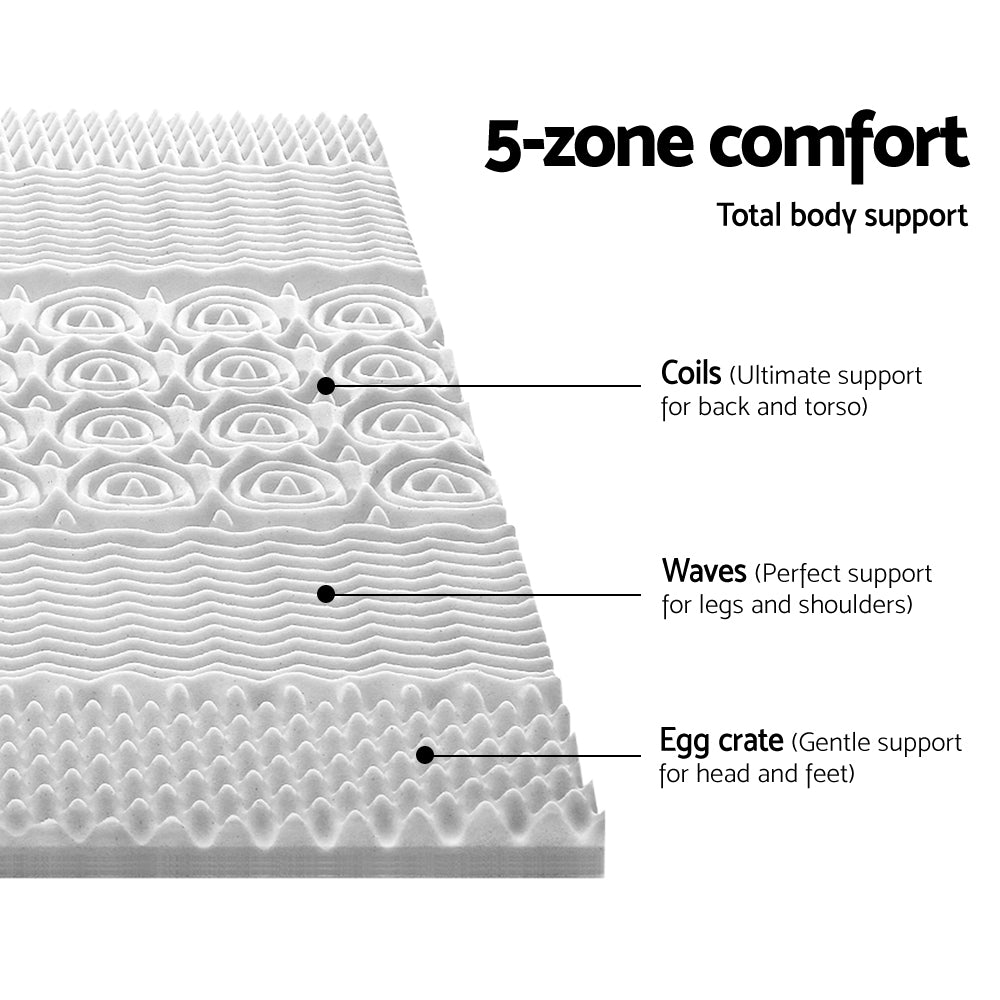 Giselle Bedding Double Graphite Gel 5 Zone Bamboo Memory Foam Mattress Topper 8cm