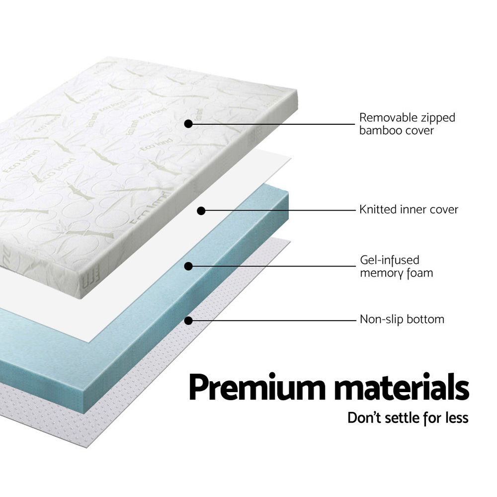 Giselle Bedding Cool Gel Memory Foam Mattress Topper w/Bamboo Cover 10cm - Queen