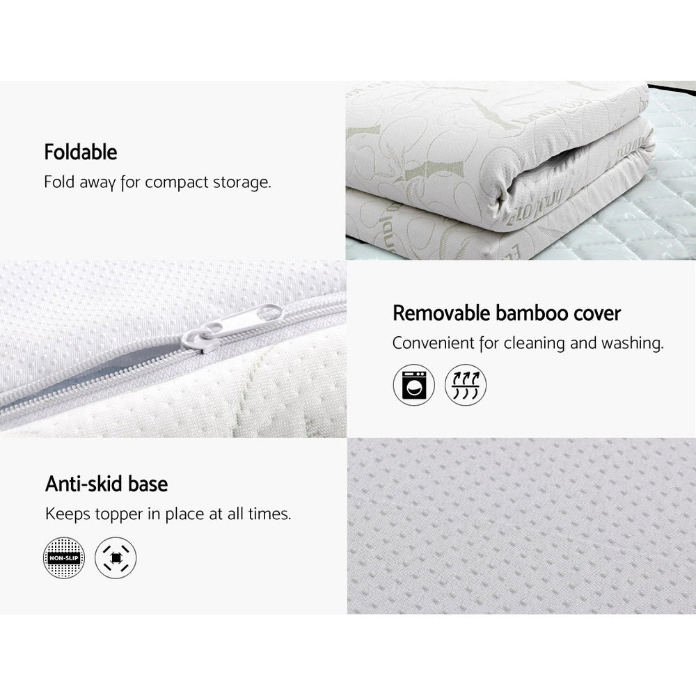 Giselle Bedding Cool Gel Memory Foam Mattress Topper w/Bamboo Cover 10cm - Queen