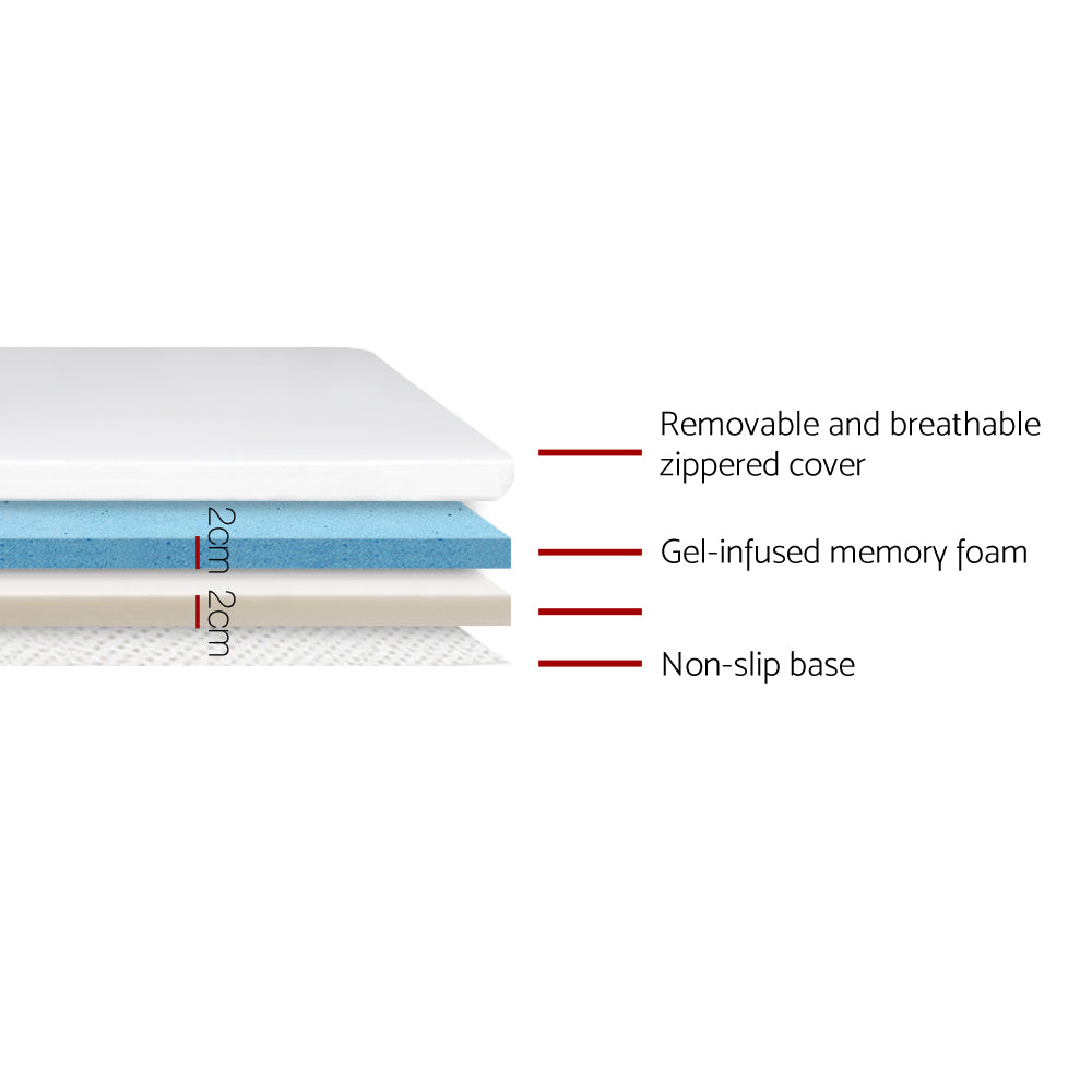 Giselle Bedding Single Size Dual Layer Cool Gel Memory Foam Topper