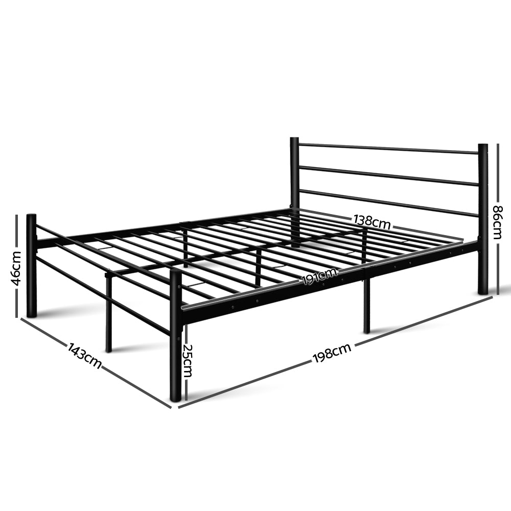 Artiss Metal Double Bed Frame - Black