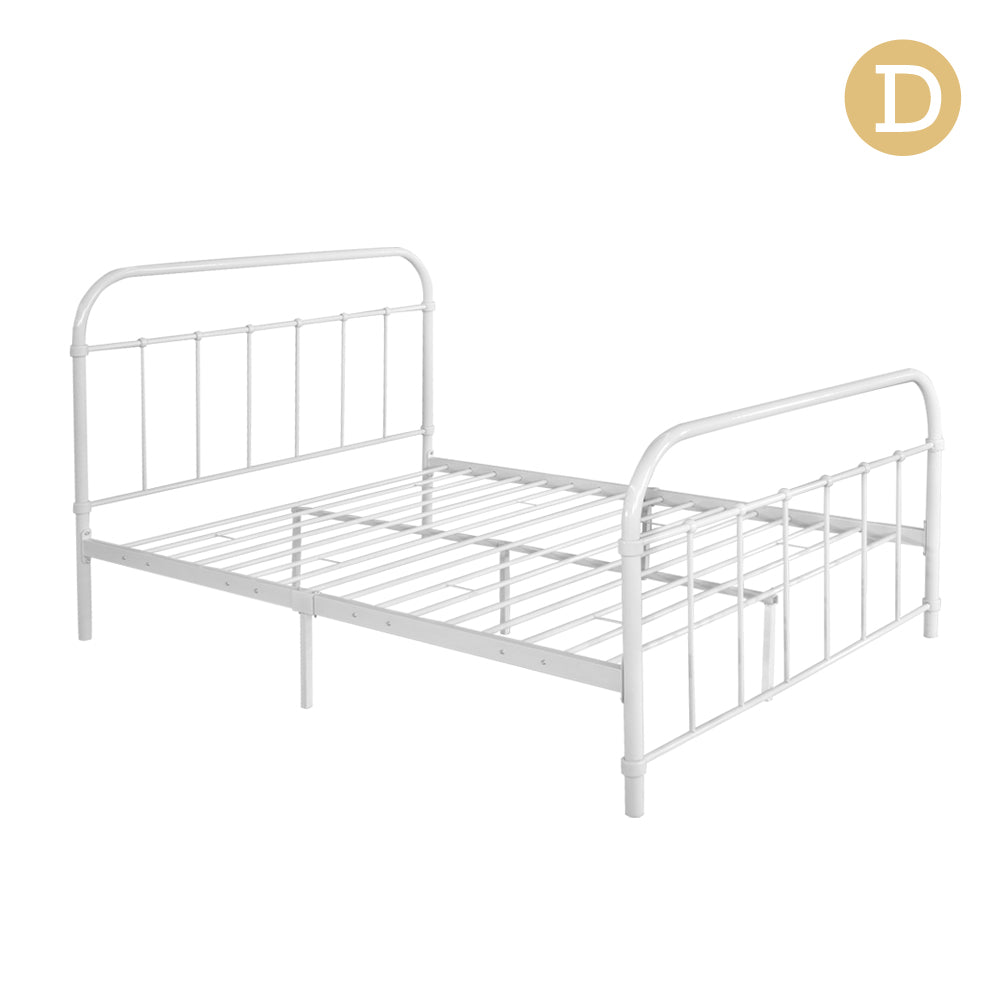 Artiss Double Size Metal Bed Frame - White