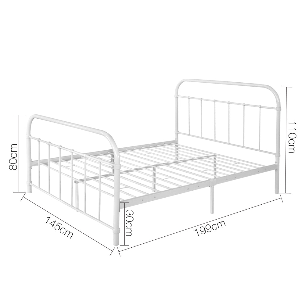 Artiss Double Size Metal Bed Frame - White