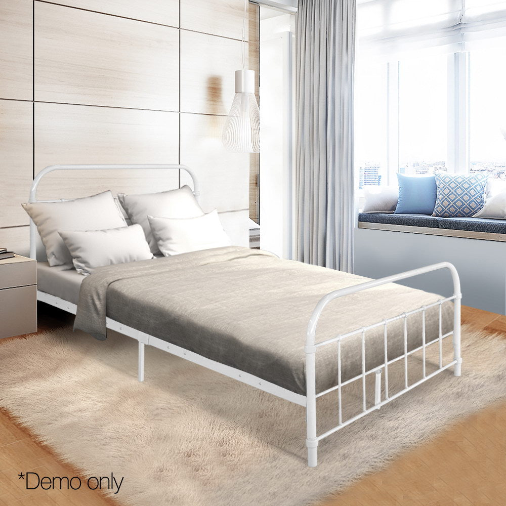 Artiss Double Size Metal Bed Frame - White