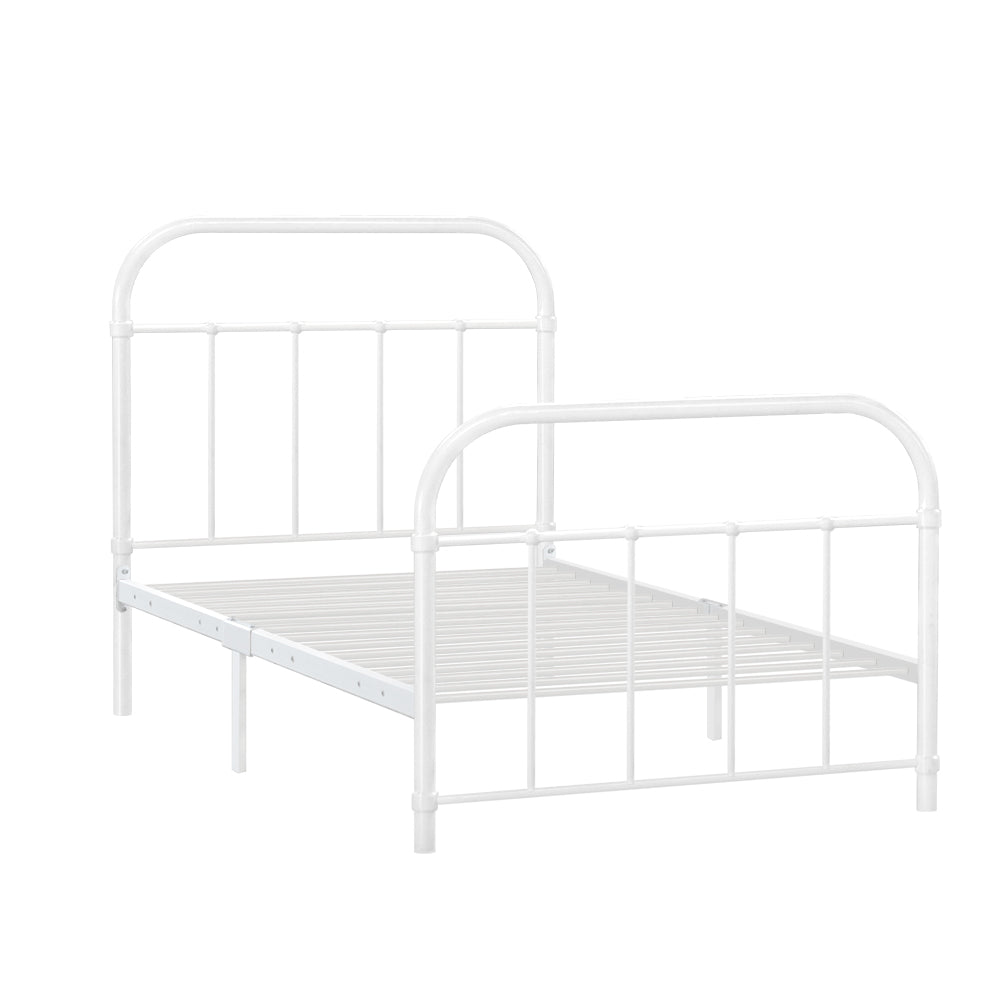 Artiss Metal Single Bed Frame - White