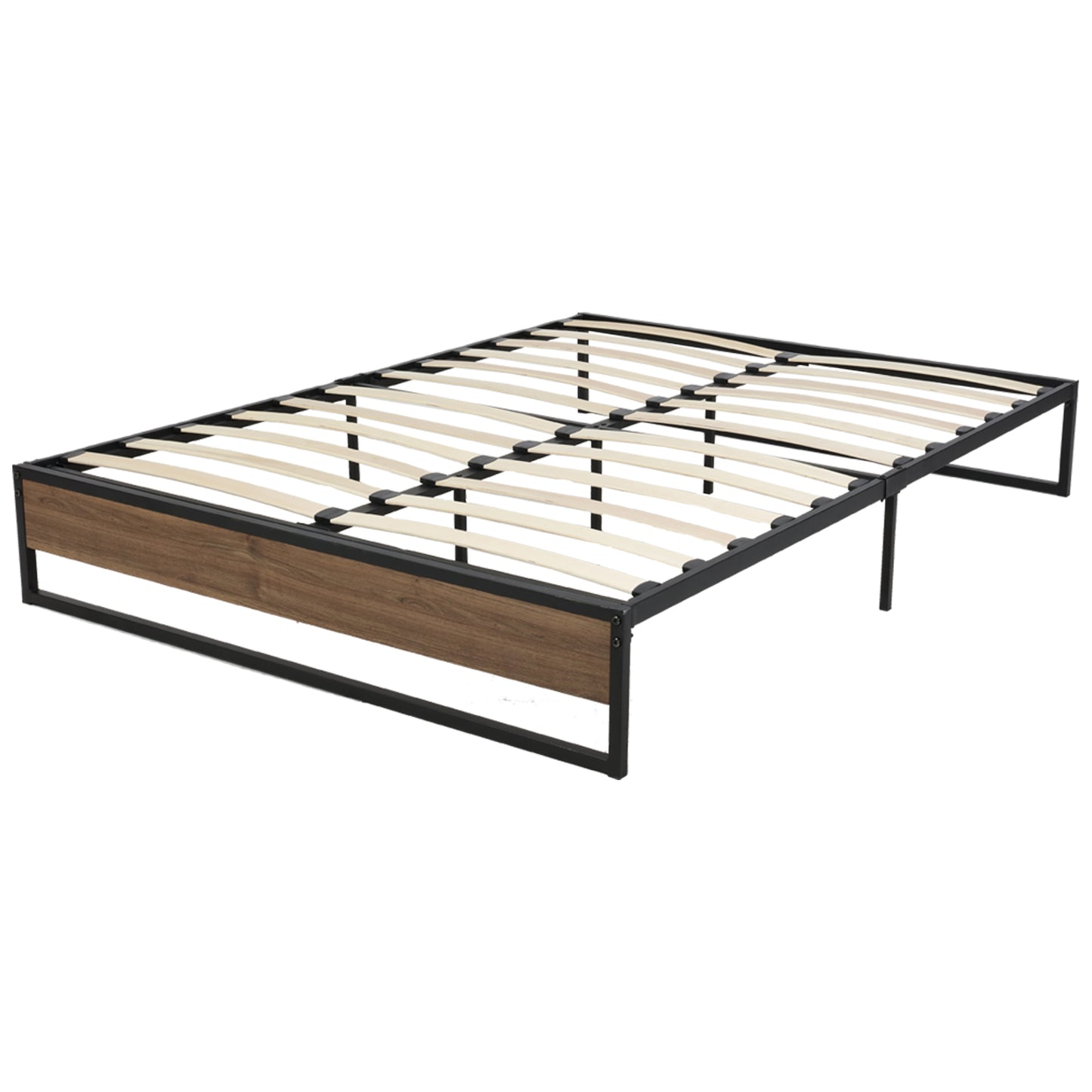 Metal Bed Frame King Size Mattress Base Platform Foundation Wooden Black OSLO