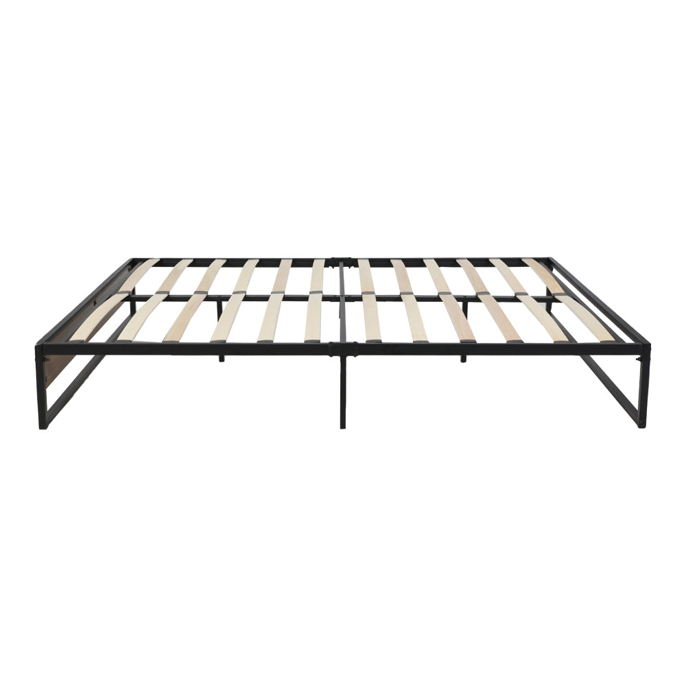 Metal Bed Frame King Size Mattress Base Platform Foundation Wooden Black OSLO