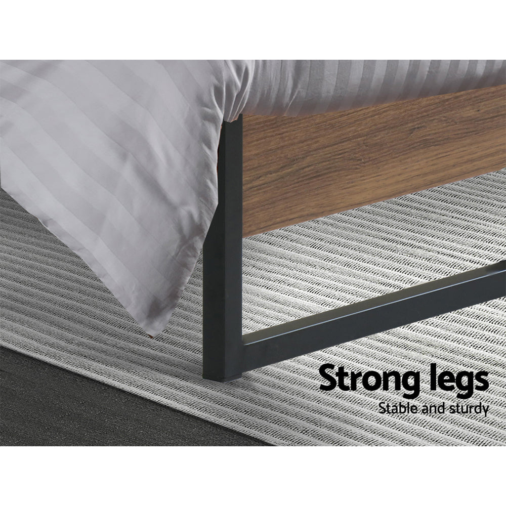 Metal Bed Frame King Size Mattress Base Platform Foundation Wooden Black OSLO