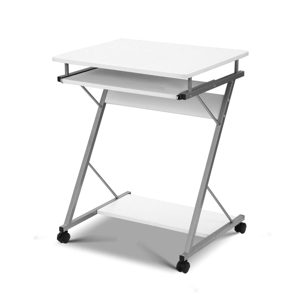 Artiss Metal Pull Out Table Desk - White
