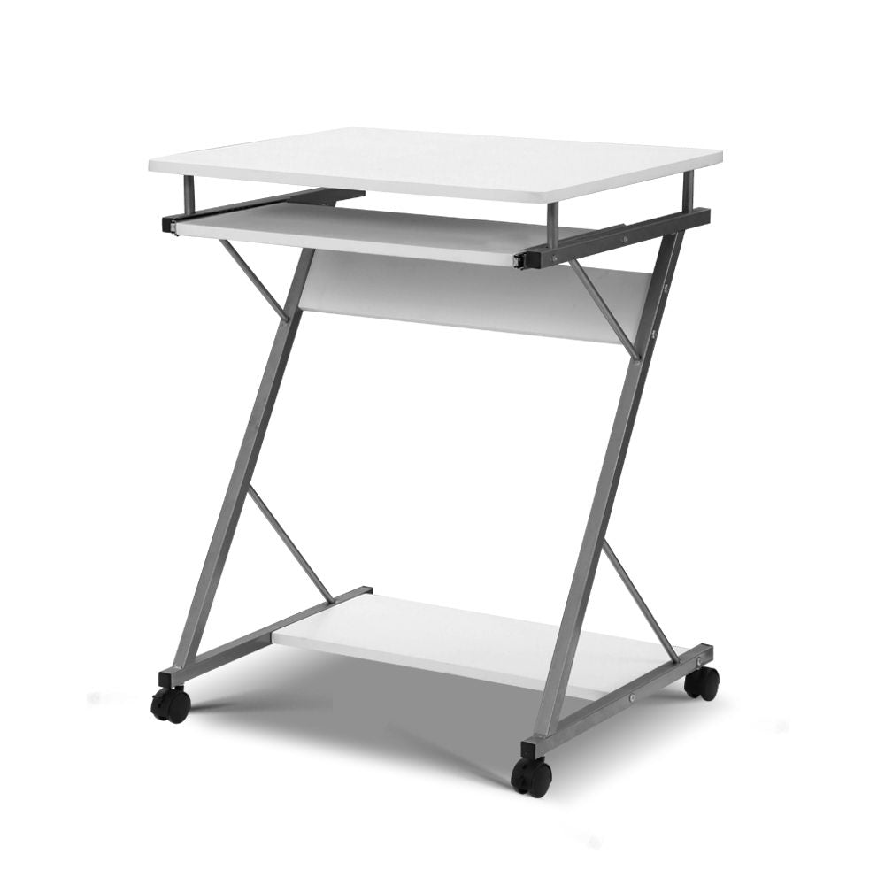 Artiss Metal Pull Out Table Desk - White