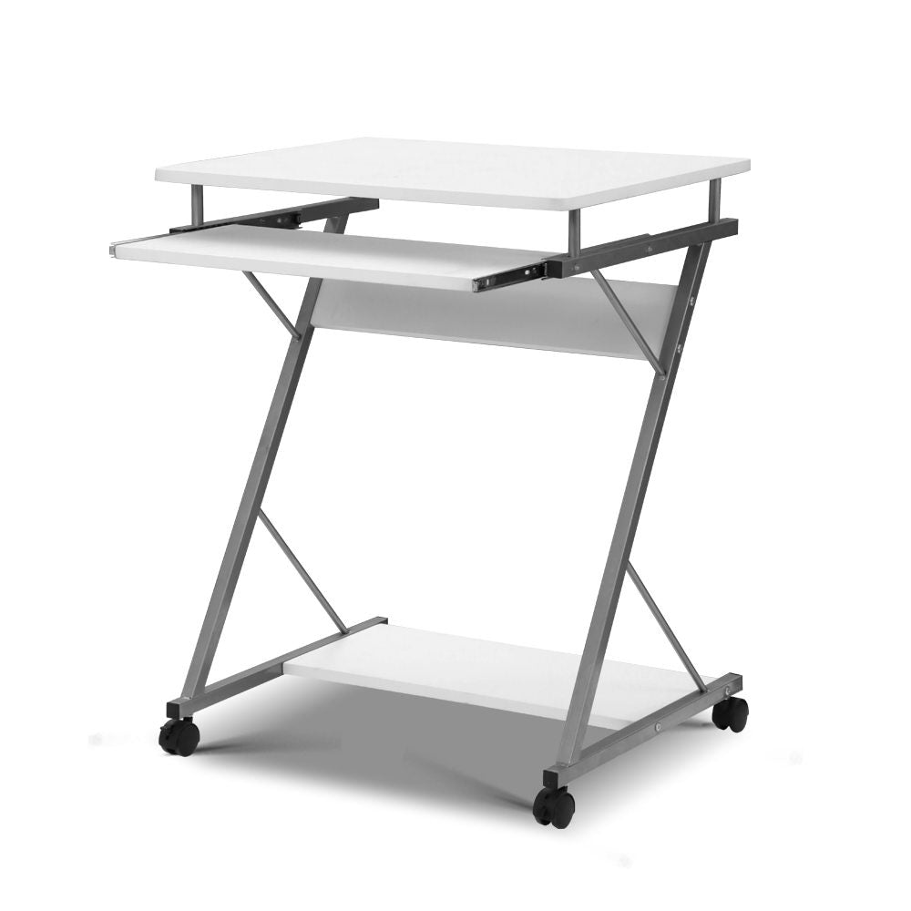 Artiss Metal Pull Out Table Desk - White