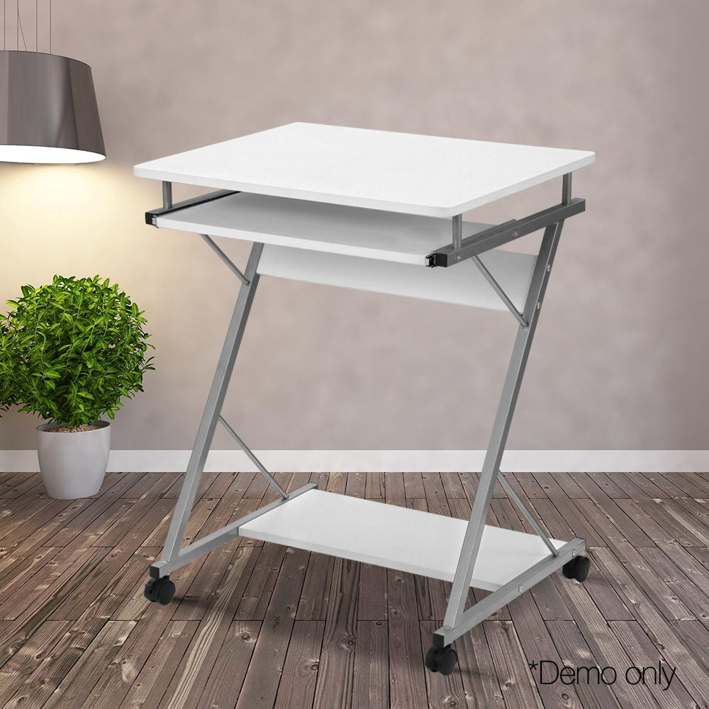 Artiss Metal Pull Out Table Desk - White