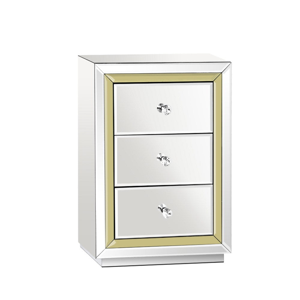 Artiss Mirrored Furniture Bedside Table Chest Drawers Gloss Nightstand