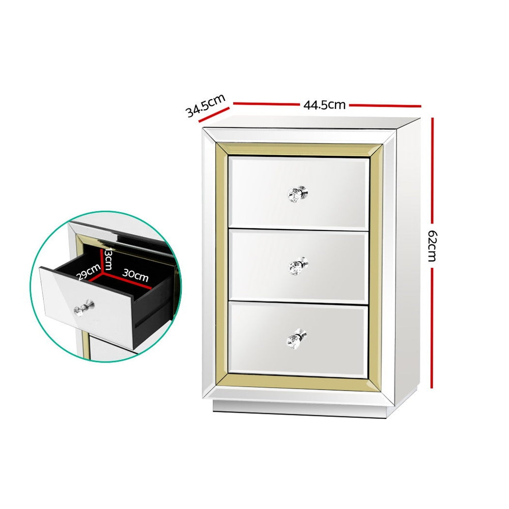 Artiss Mirrored Furniture Bedside Table Chest Drawers Gloss Nightstand