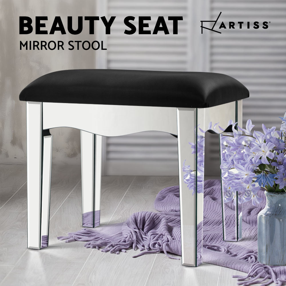 Artiss Mirrored Furniture Dressing Table Stool Foot Vanity Stools Makeup Chairs