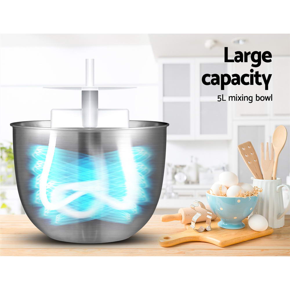 Devanti Electric Stand Mixer Food Mixers Egg Beater Kitchen Cake Aid Whisk Bowl