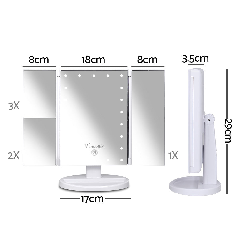Embellir LED Tri-Fold Make Up Mirror