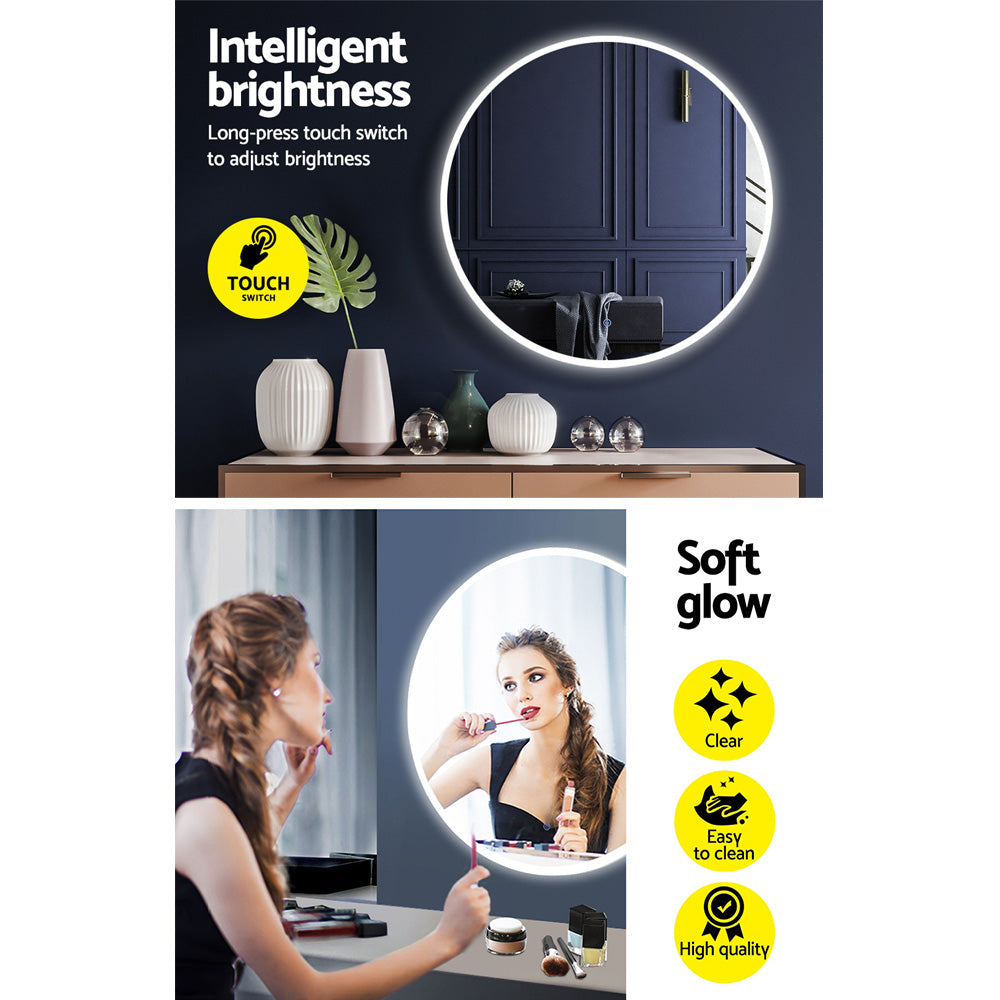 Embellir 70CM LED Wall Mirror With Light Bathroom Decor Round Mirrors Vintage