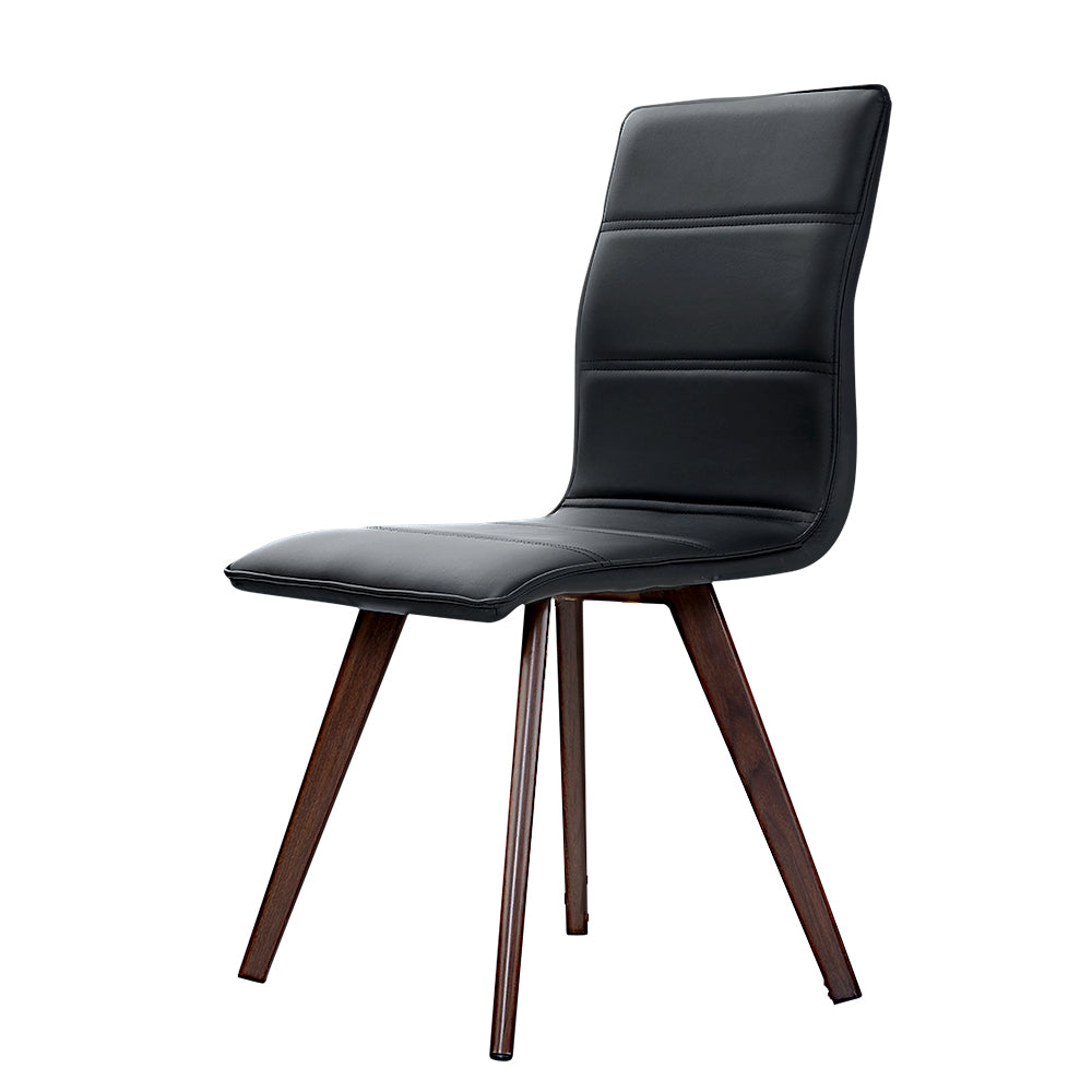 Artiss 2x Dining Chairs Retro Chair New metal Legs High Back PU Leather Black