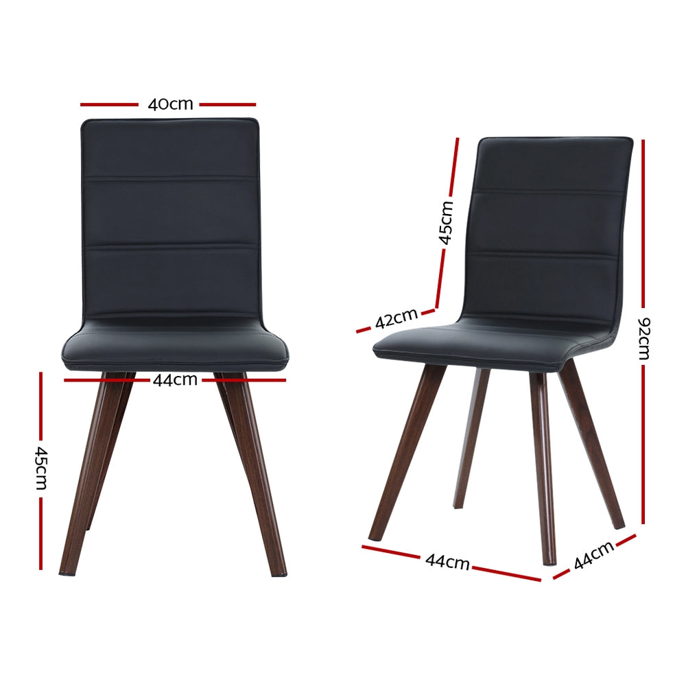 Artiss Set of 2 Dining Chairs Retro Chair New metal Legs High Back PU Leather Black