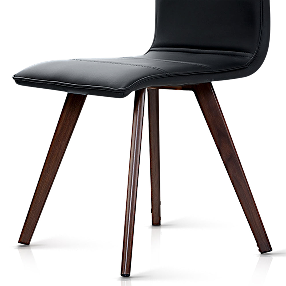 Artiss Set of 2 Dining Chairs Retro Chair New metal Legs High Back PU Leather Black
