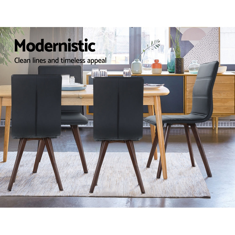 Artiss Set of 2 Dining Chairs Retro Chair New metal Legs High Back PU Leather Black