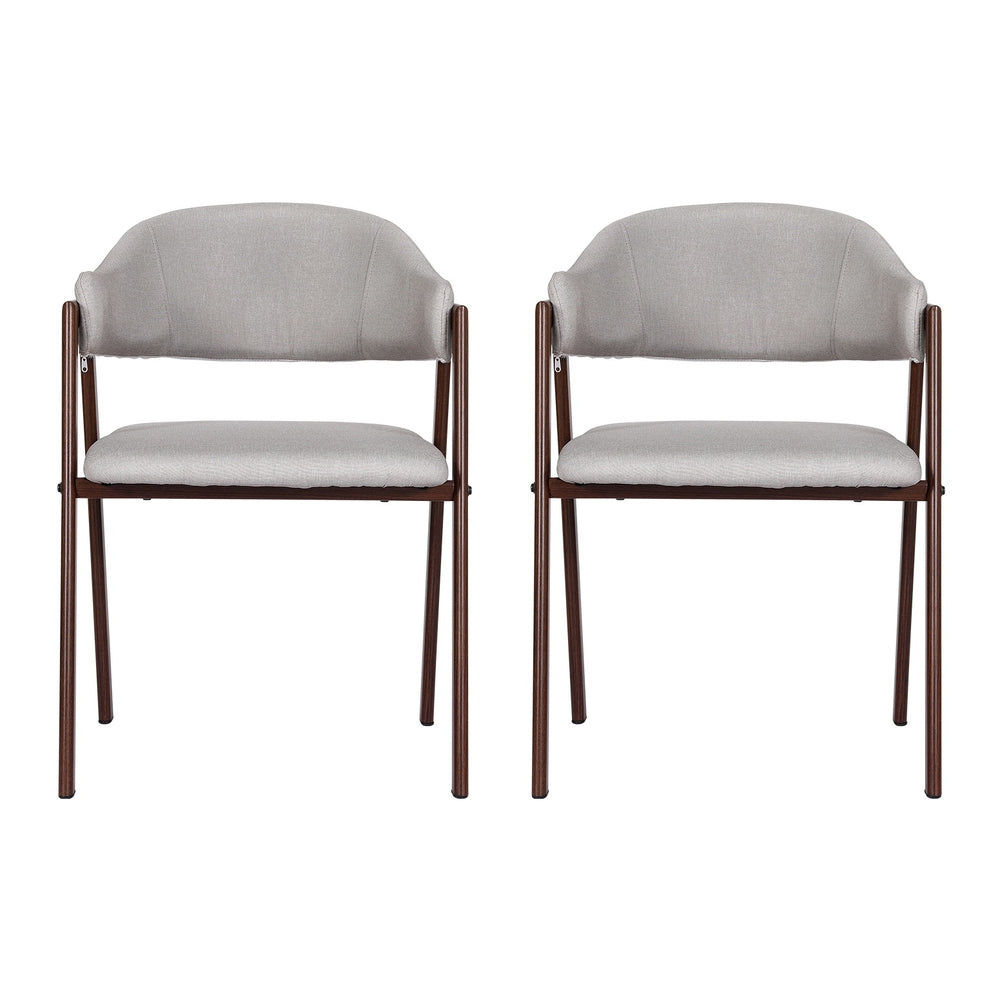 Artiss Dining Chairs Grey Linen Fabric Set Of 2 Nadi