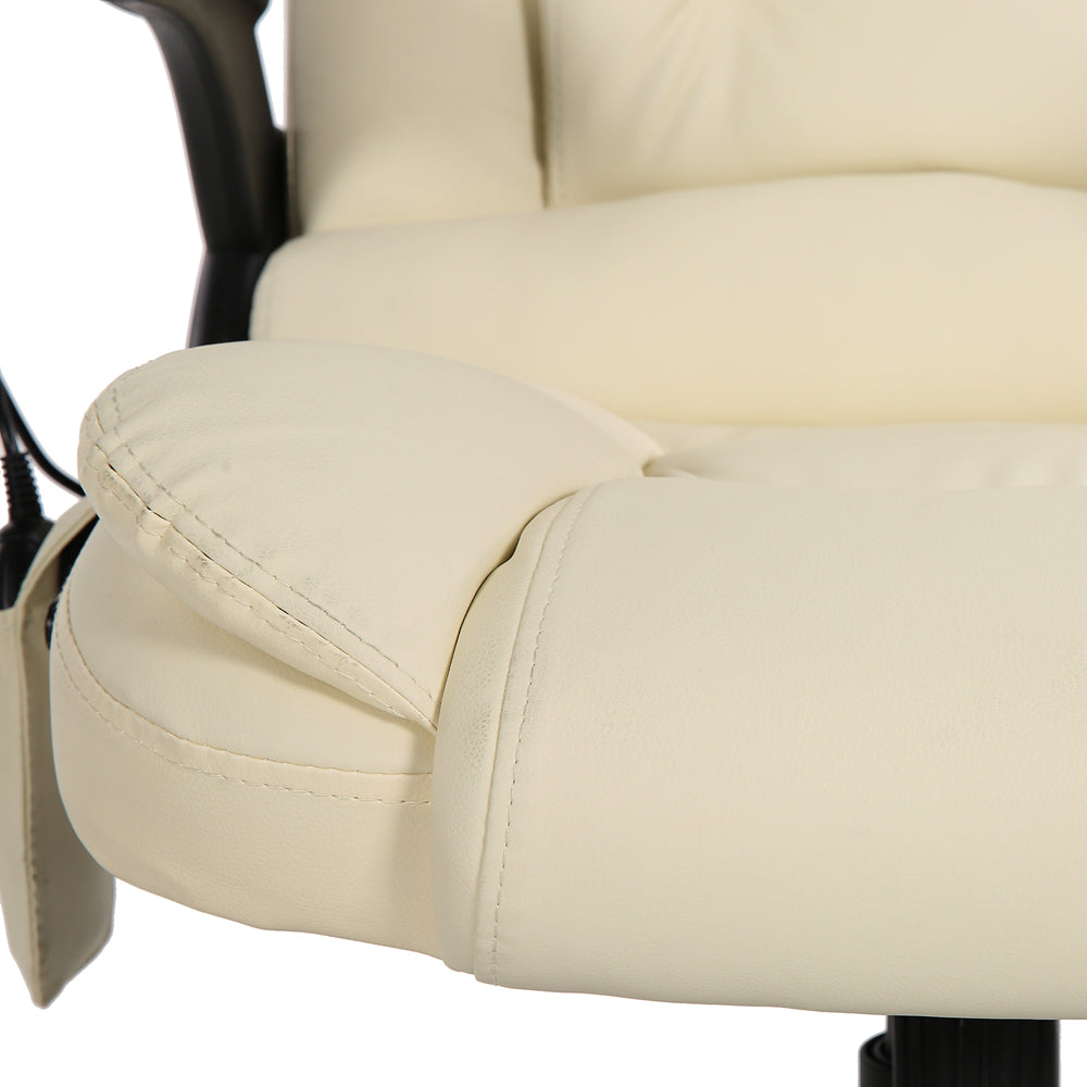 8 Point PU Leather Reclining Massage Chair - Beige